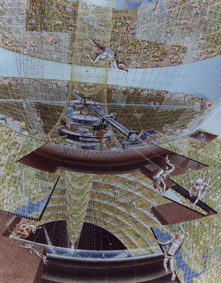 Illustration for article titled NASA's dizzying concept art imagines ribbons of farmland in space